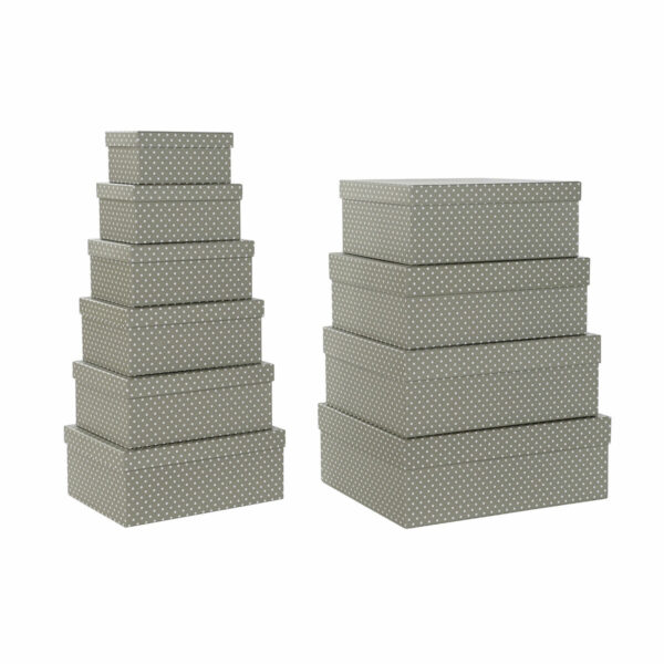 Jeu de Caisses de Rangement Empilables DKD Home Decor Taupes Gris Blanc Carton (43,5 x 33,5 x 15,5 cm)