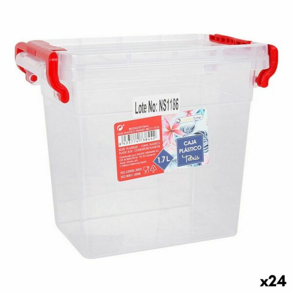 Boîte de rangement avec couvercle Confortime Transparent Plastique Rectangulaire 1,7 L (24 Unités)