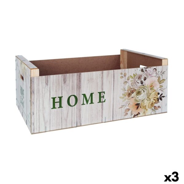 Boîte de rangement Confortime Sweet Home Multicouleur Bois Fleurs 58 x 39 x 21 cm (3 Unités)