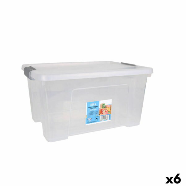 Boîte de rangement avec couvercle Dem Kira Plastique Transparent 20 L 40 x 28 x 26 cm (6 Unités)
