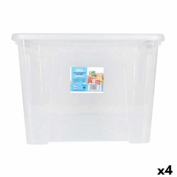 Boîte de rangement avec couvercle Dem Kira Plastique Transparent 32 L 42 x 36 x 30 cm (4 Unités)