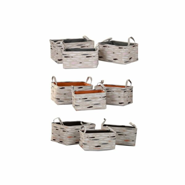 Set de basket DKD Home Decor Marron Gris Orange 40 x 30 x 20 cm (3 Pièces)