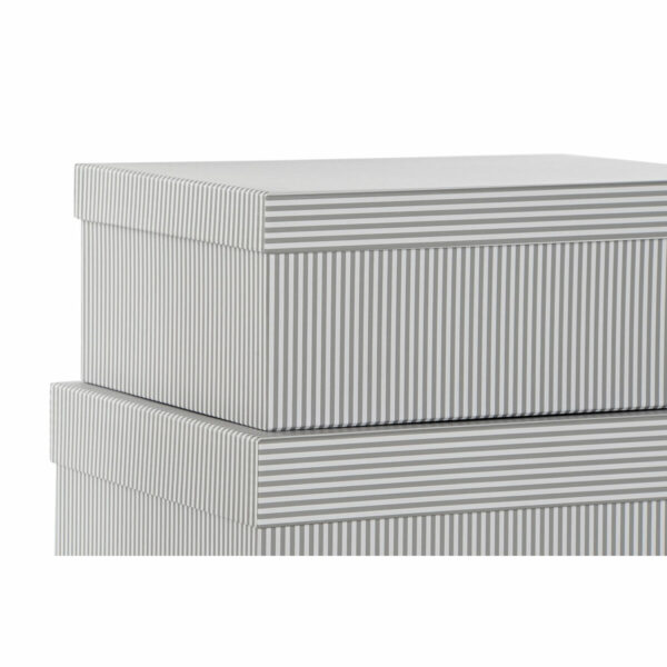 Jeu de Caisses de Rangement Empilables DKD Home Decor Gris Blanc Carré Carton (43,5 x 33,5 x 15,5 cm)