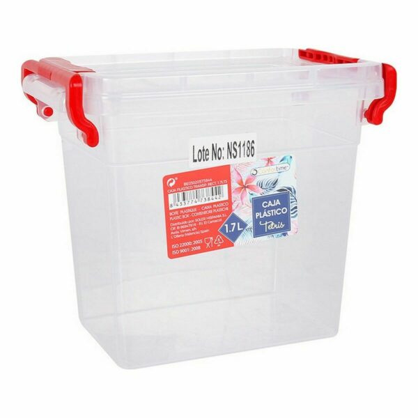 Boîte de rangement avec couvercle Confortime Transparent Plastique Rectangulaire 1,7 L (24 Unités)